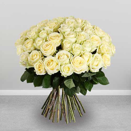 50 White Rose Bouquet