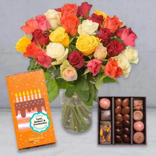 Multicolor Rose And Chocolate